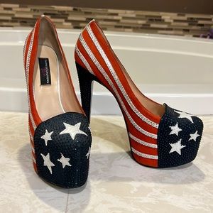 Chinese laundry elise. American flag bedazzled heels